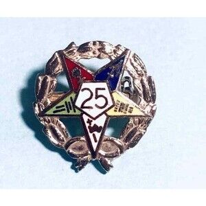 OES Order of the Eastern Star  25 year ,Wreath-shaped brooch or lapel pin